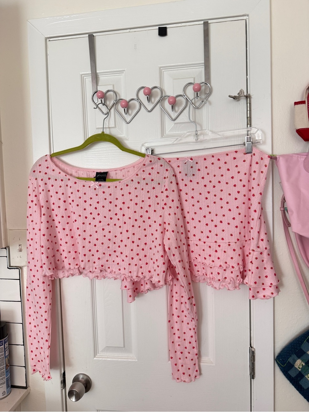 Pink Strawberry Mini Skirt Set - Women's Two-Piece